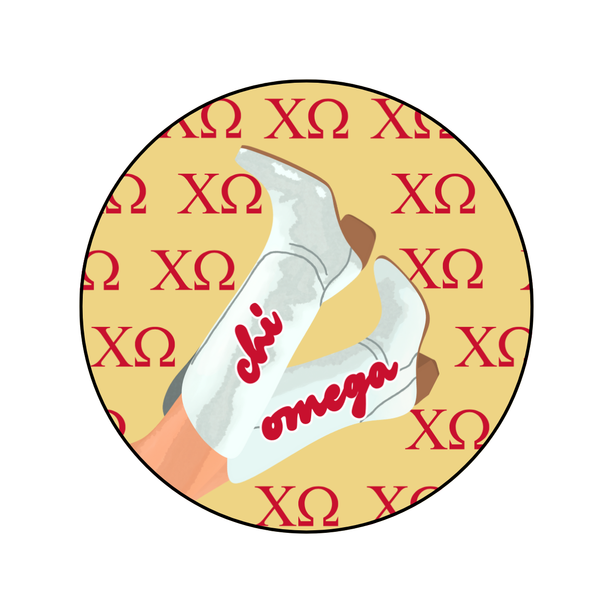 Chi Omega Boot Button