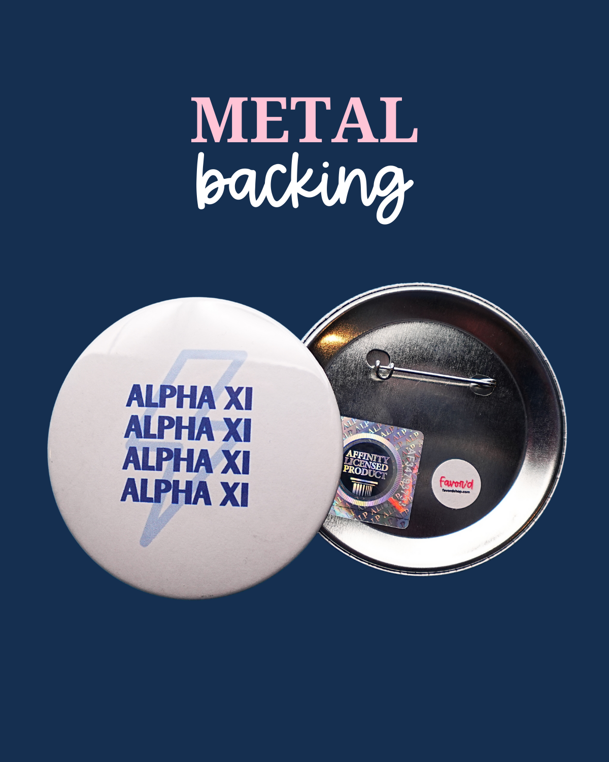 Alpha Xi Delta Lightning Bolt Button
