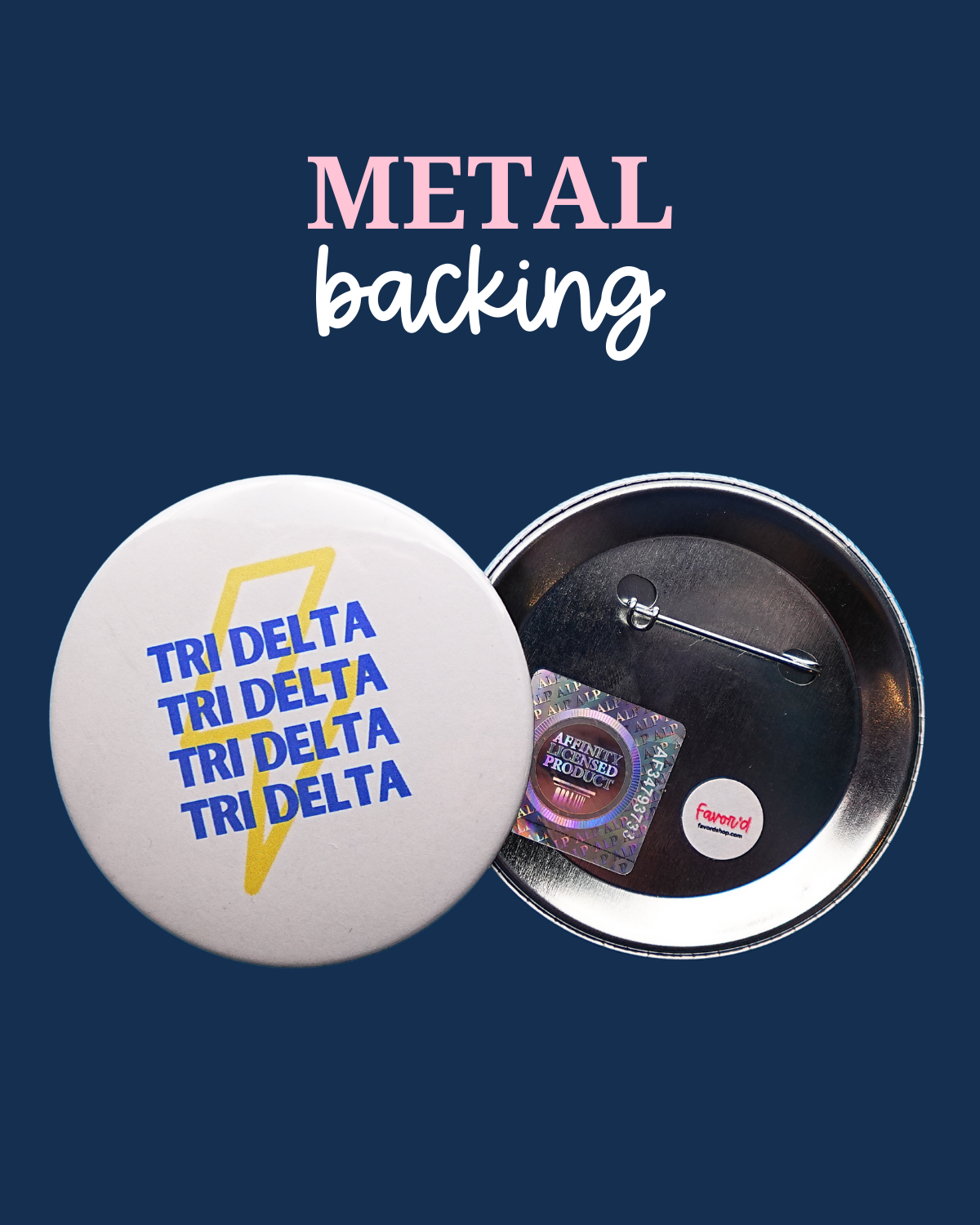 Delta Delta Delta Lightning Bolt Button