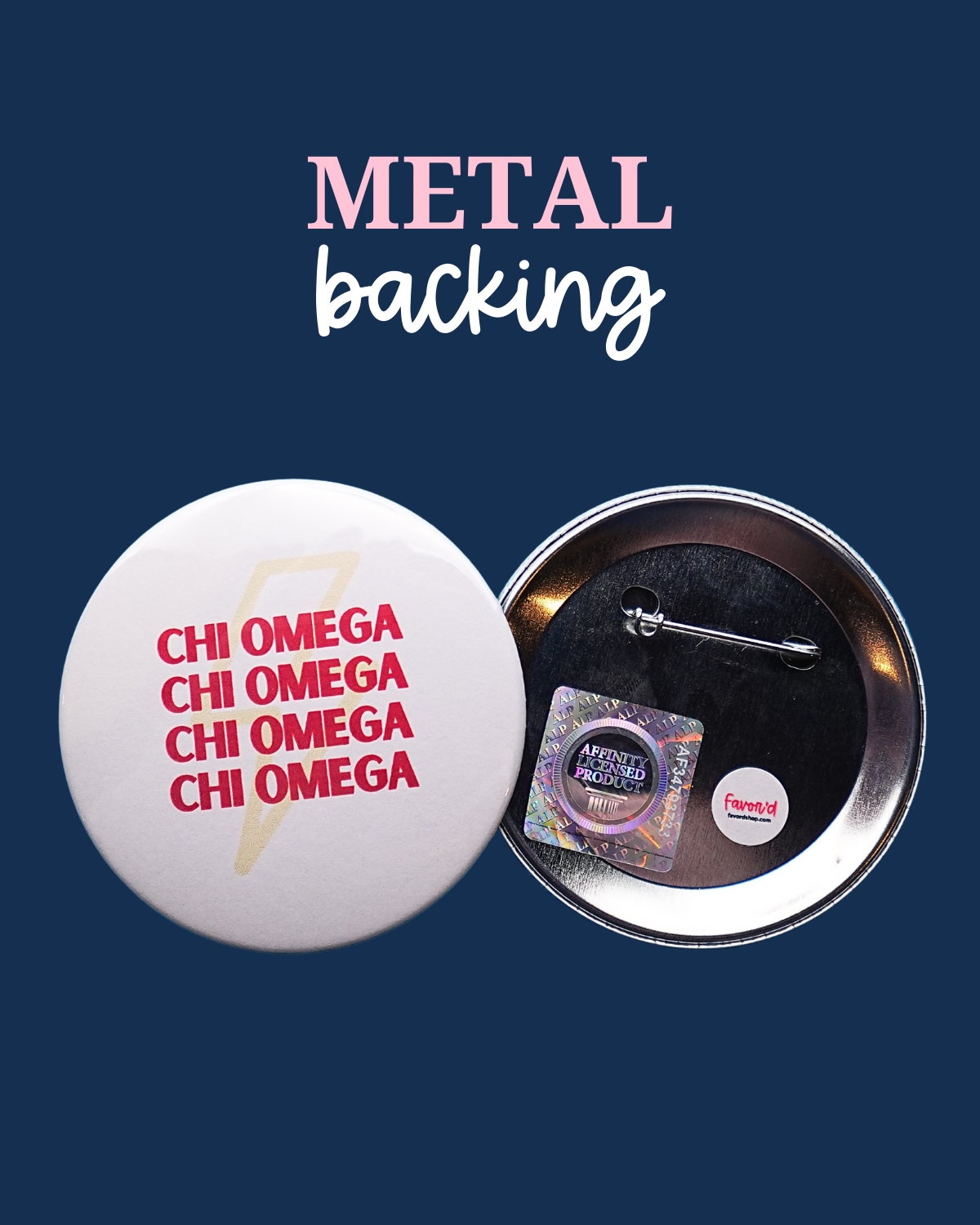 Chi Omega Lightning Bolt Button
