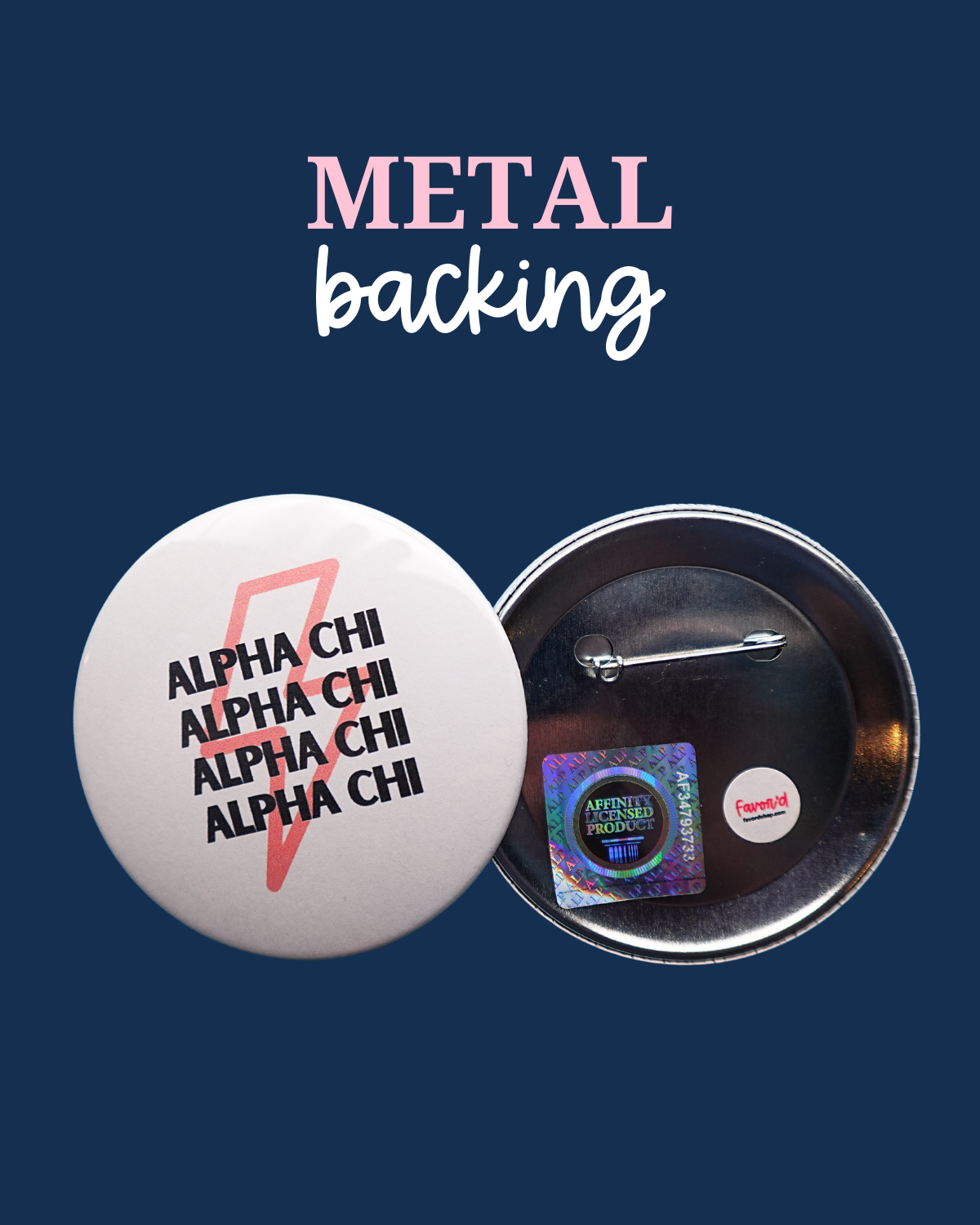 Alpha Chi Omega Lightning Bolt Button