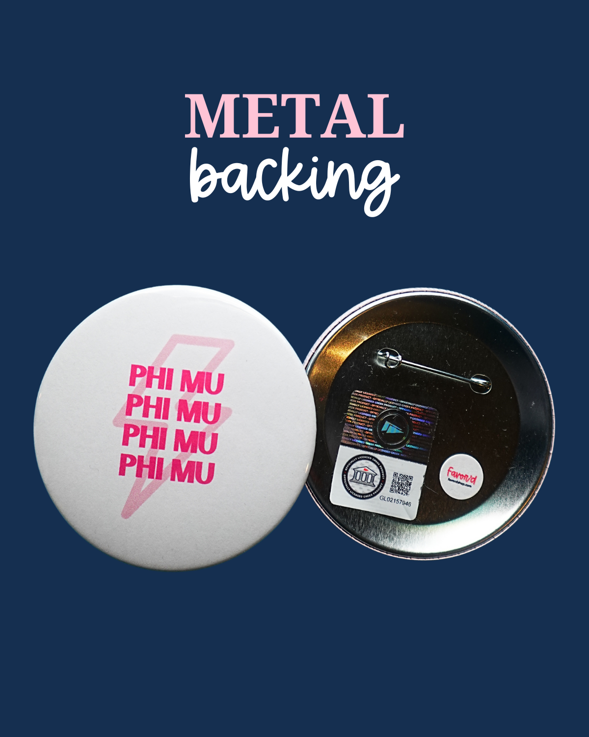 Phi Mu Lightning Bolt Button